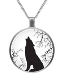 Wolf howling necklace Circle Necklace