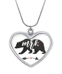 Mrs Bear. Mommy bear necklace Heart Necklace