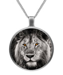 Lion Face yellow eyes necklace Circle Necklace