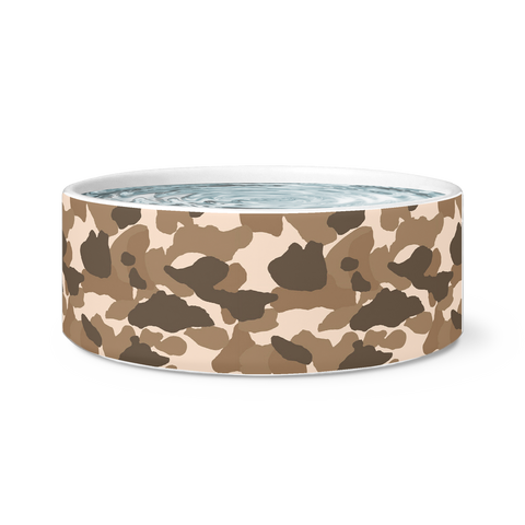 Brown Сamouflage Dog Bowl 7.5" x 3.5" Military Army Ceramic Pet Dog Bowl with Сamouflage Texture made in the USA