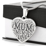 Mum Day Necklace - Mothers day necklace - Mothers day jewelry - Heart Necklace - Mother's Day Gift - Engraved Necklace - Necklaces for women silver