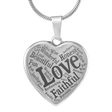 Words that describe mom  - Mothers day necklace - Mothers day jewelry - Heart Necklace - Mothers Day Gift - Engraved Necklace - Mom Necklace silver