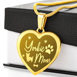 Yorkie Mom heart engraved necklace