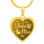 Yorkie Mom heart engraved necklace