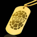 Personalized Ninja Turtles engraved name dog tag gold