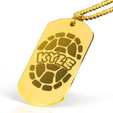 Personalized Ninja Turtles engraved name dog tag gold