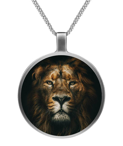 Lion Face Necklace Circle Necklace