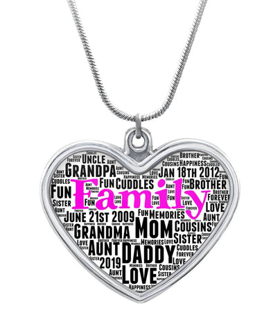 Family 3 necklace Heart Necklace