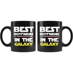 Best boyfriend in the galaxy mug black red lightsaber