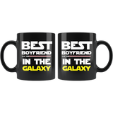 Best boyfriend in the galaxy mug black red lightsaber