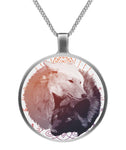 Wolf ying Yang 2 Circle Necklace