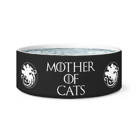 Mother of cats | I drink and I know things Black Ceramic Pet Bowl / Plate Funny Pet Gift inspired by Game of Thrones