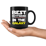 Best boyfriend in the galaxy mug black red lightsaber