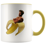 Nicolas Cage Banana Peel Mug (Yellow accent) 11oz Face Off Nicolas Cage Coffee Mug - Nicolas Cage Cup Gift Merchandise - Funny Nicolas Cage Coffee Mug